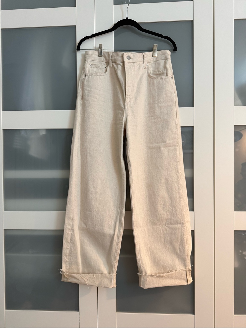 Zara Cream Wide-Leg Jeans